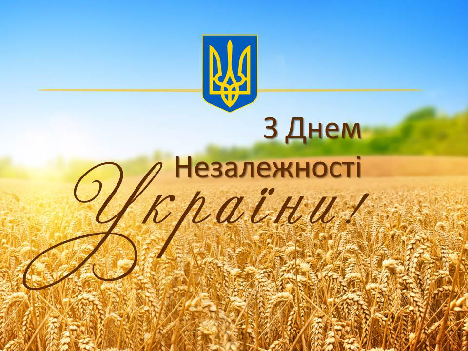 Жовте поле пшениці та голубе небо. З Днем незалежності України